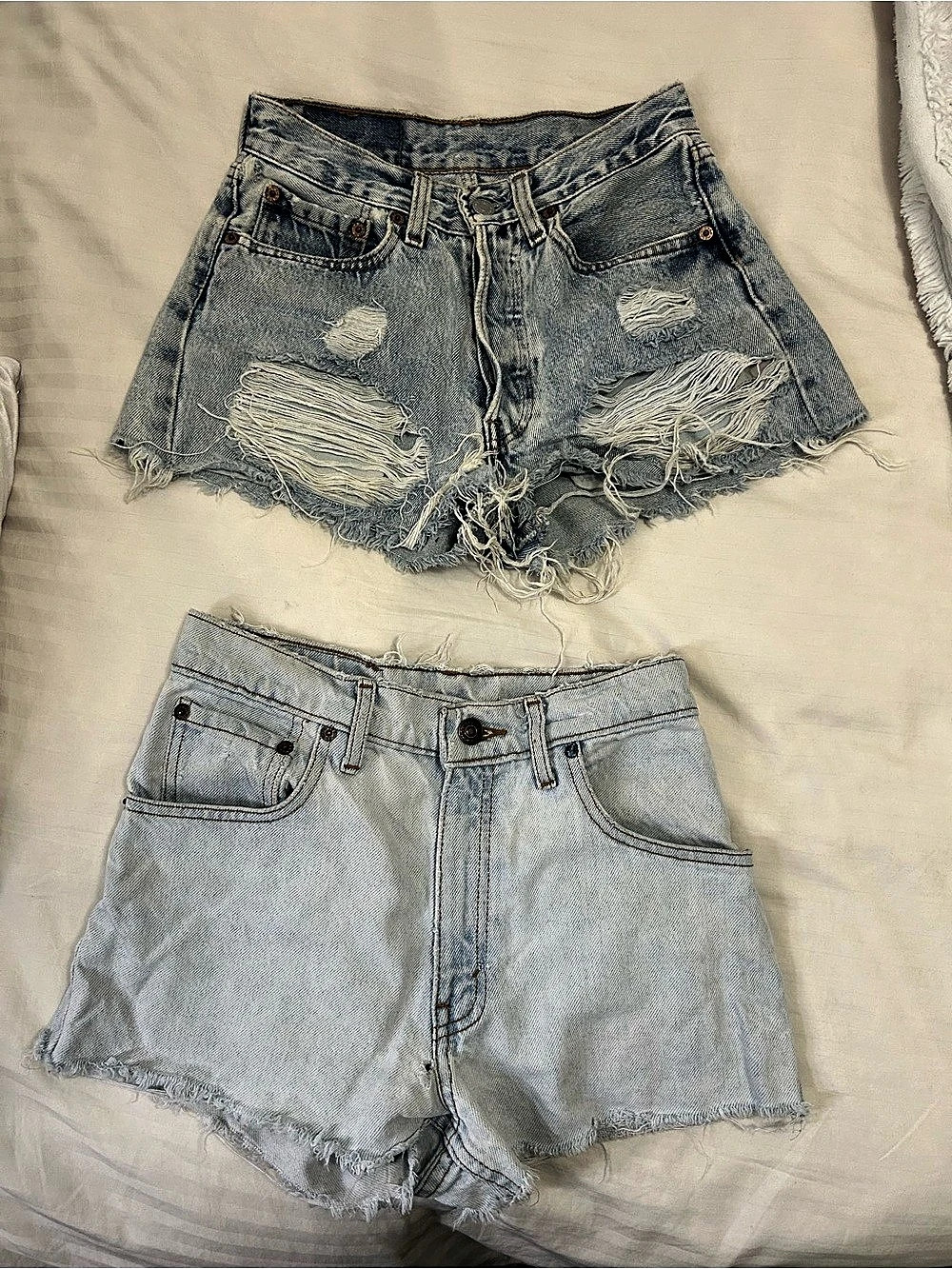 Levi's 501 Distressed Denim Jean Shorts Waist 26 Blue (x2 pairs)